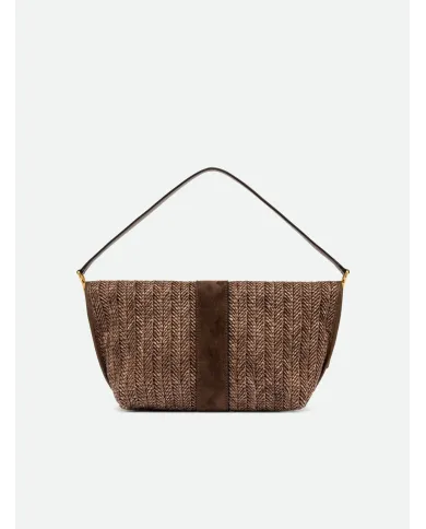 Gianni Chiarini Borsa a tracolla Marigold in Paglia e Suede | Borsa a Spalla Marrone