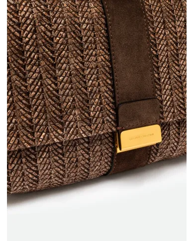Gianni Chiarini Borsa a tracolla Marigold in Paglia e Suede | Borsa a Spalla Marrone