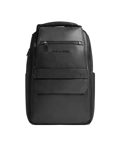 Piquadro Zaino in pelle con porta pc 15,6" Solm Nero