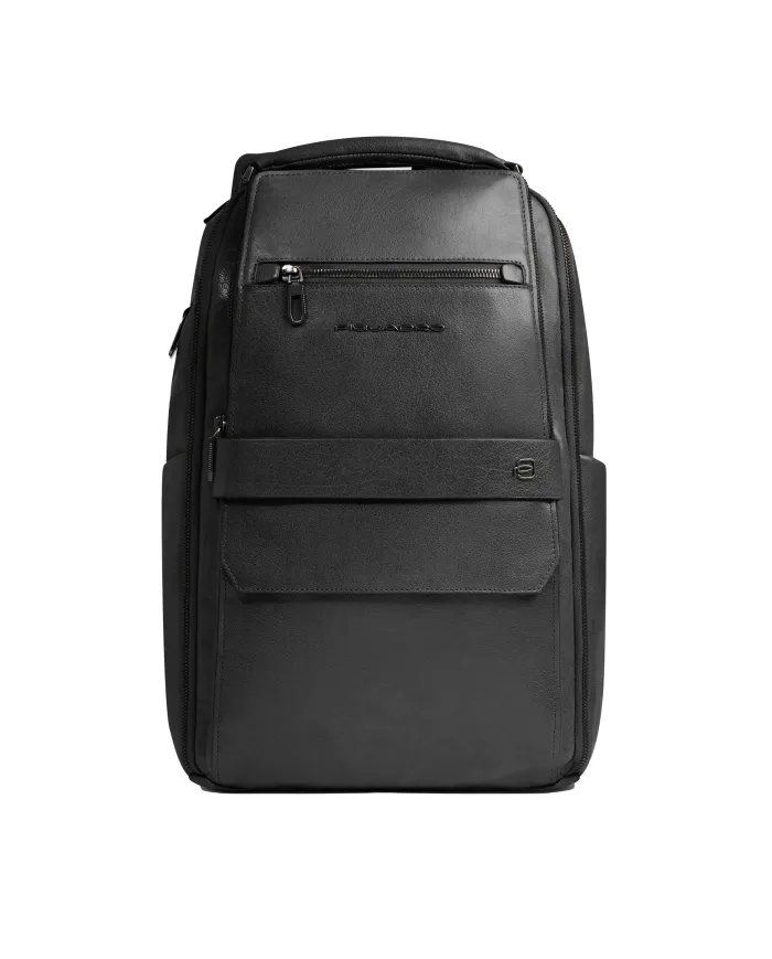 Piquadro Zaino in pelle con porta pc 15,6" Solm Nero