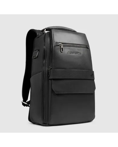 Piquadro Zaino in pelle con porta pc 15,6" Solm Nero
