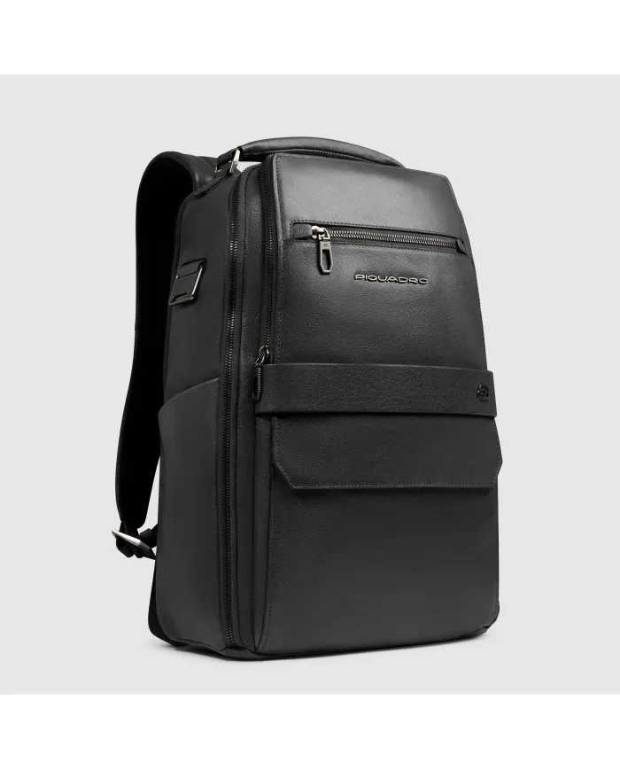 Piquadro Zaino in pelle con porta pc 15,6" Solm Nero