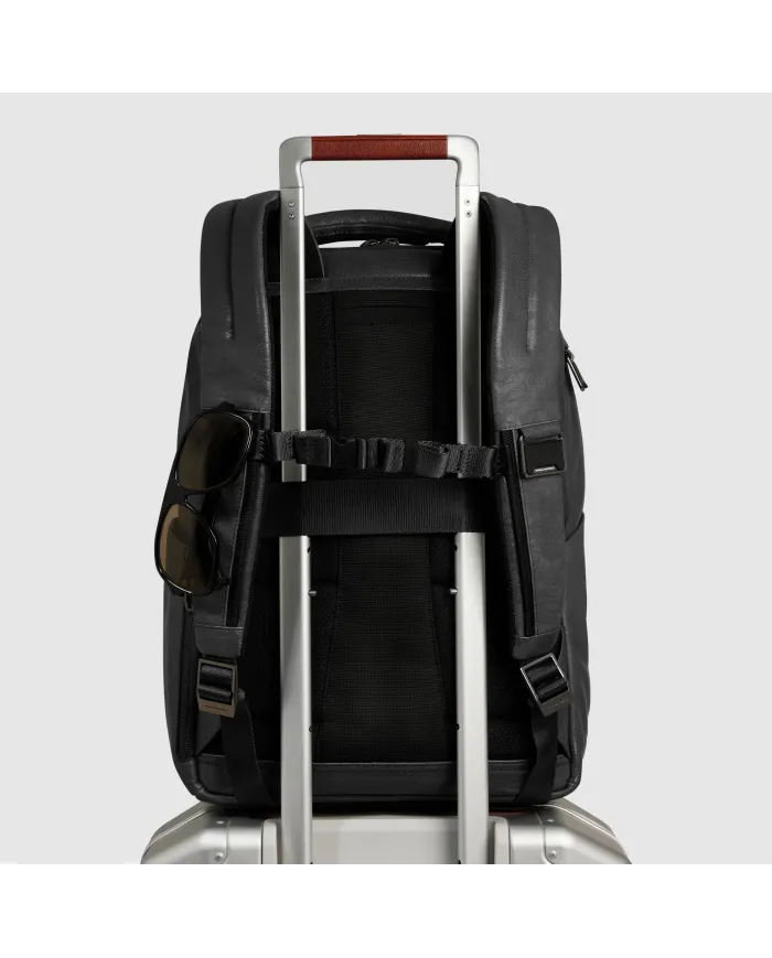 Piquadro Zaino in pelle con porta pc 15,6" Solm Nero