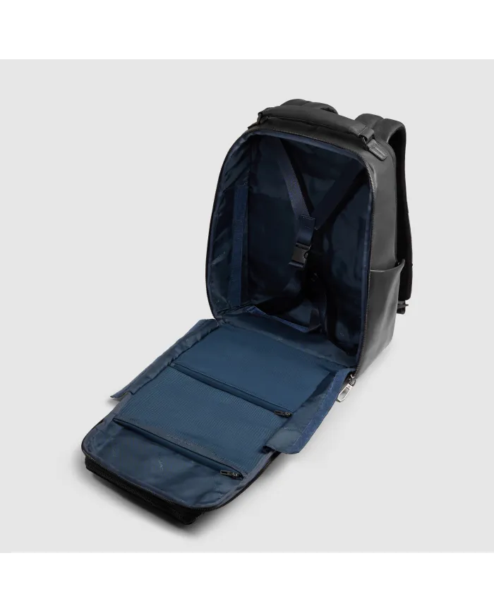 Piquadro Zaino in pelle con porta pc 15,6" Solm Nero