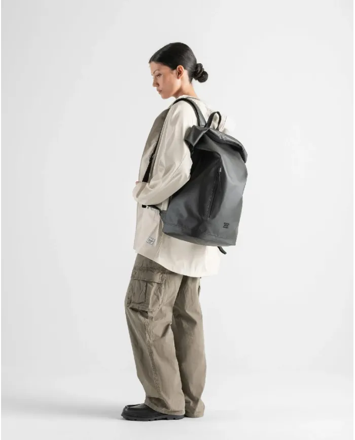 Herschel Zaino Roll Top Impermeabile Porta Laptop Nero
