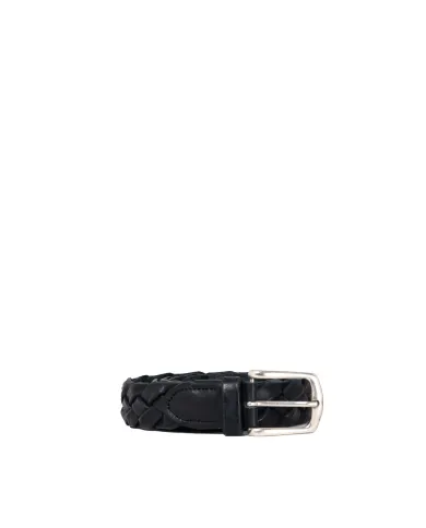 CHIARUGI Cintura uomo in pelle intrecciata Nero