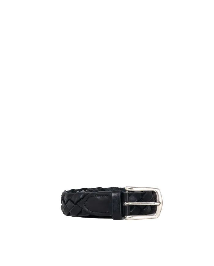 CHIARUGI Cintura uomo in pelle intrecciata Nero