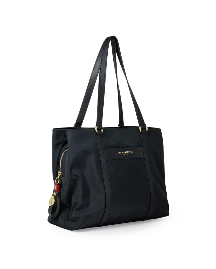 Nannini Shopping bag tessuto pelle Liberty Nero/Rosso