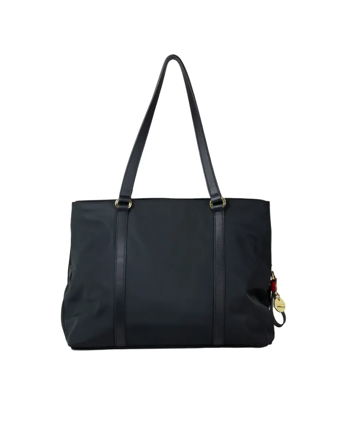 Nannini Shopping bag tessuto pelle Liberty Nero/Rosso