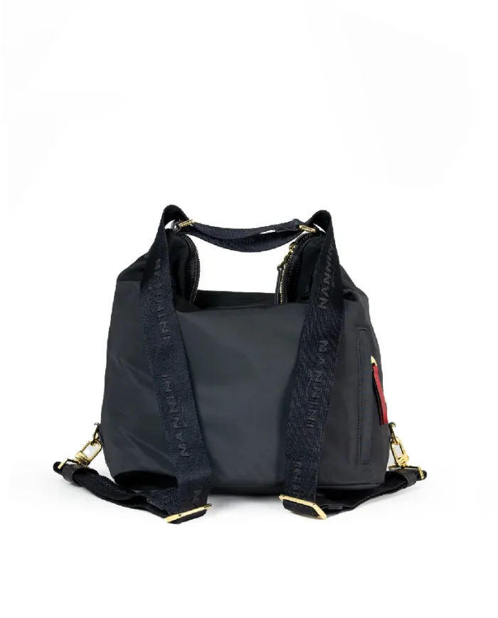 Nannini Borsa zaino in tessuto Liberty Nero/Rosso