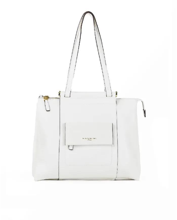 Nannini Borsa grande pelle Febe Bianco