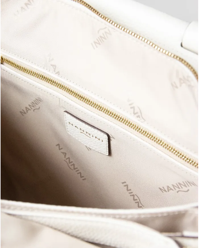 Nannini Borsa grande pelle Febe Bianco
