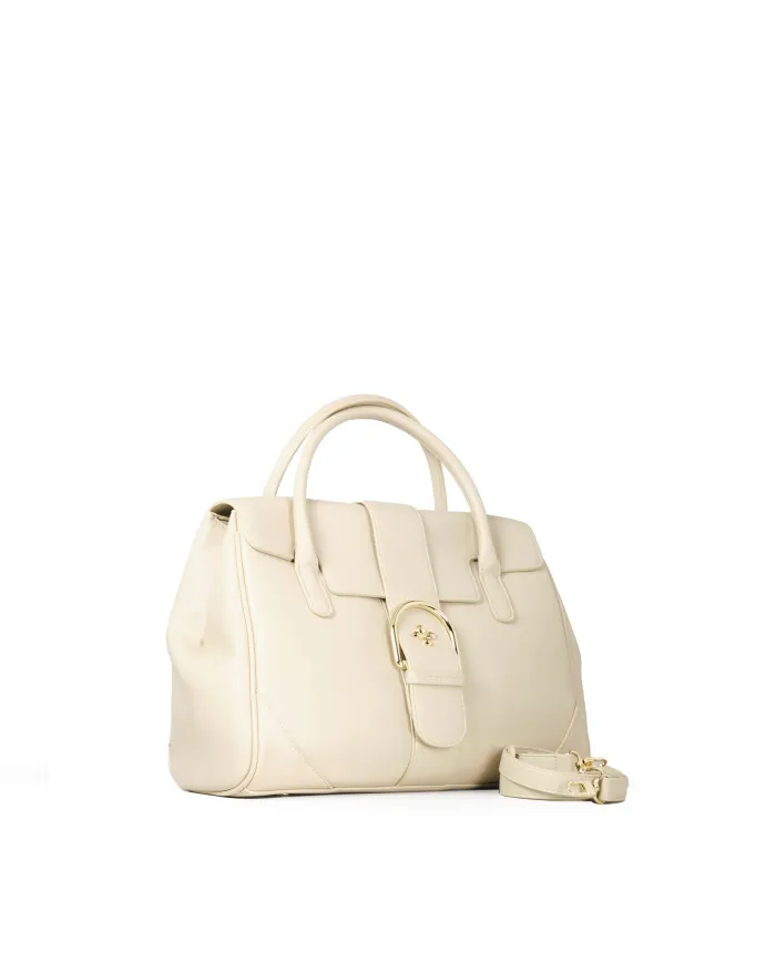 Atelier du Sac Borsa a Mano Grande Laurelle Loyal con Maxi Fibbia Beige