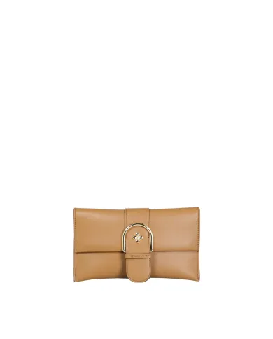 Atelier du Sac Borsa Pochette Lina Loyal con Maxi Fibbia e Tracolla Removibile Cuoio