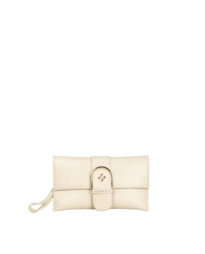 Atelier du Sac Borsa Pochette Lina Loyal con Maxi Fibbia e Tracolla Removibile Avorio