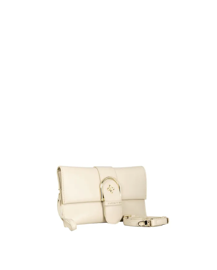 Atelier du Sac Borsa Pochette Lina Loyal con Maxi Fibbia e Tracolla Removibile Avorio