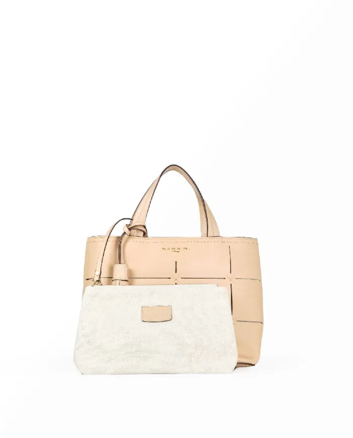 Nannini Borsa a mano pelle Dania Beige