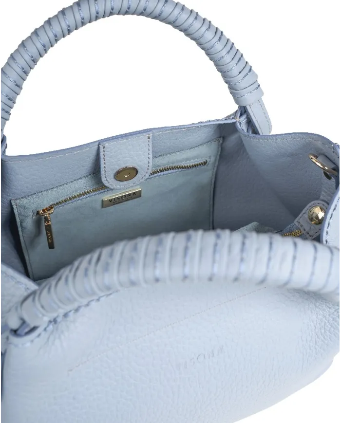 Visona Borsa a mano in pelle manico ricoperto Mia Celeste