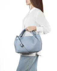Visona Borsa a mano in pelle manico ricoperto Mia Celeste