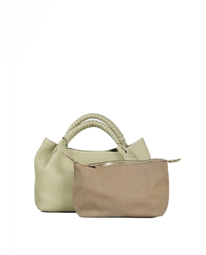 Visona Borsa a mano in pelle manico ricoperto Mia Verde chiaro