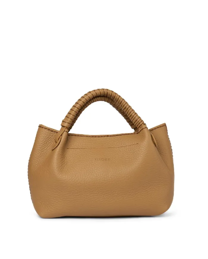 Visona Borsa a mano in pelle manico ricoperto Mia Beige