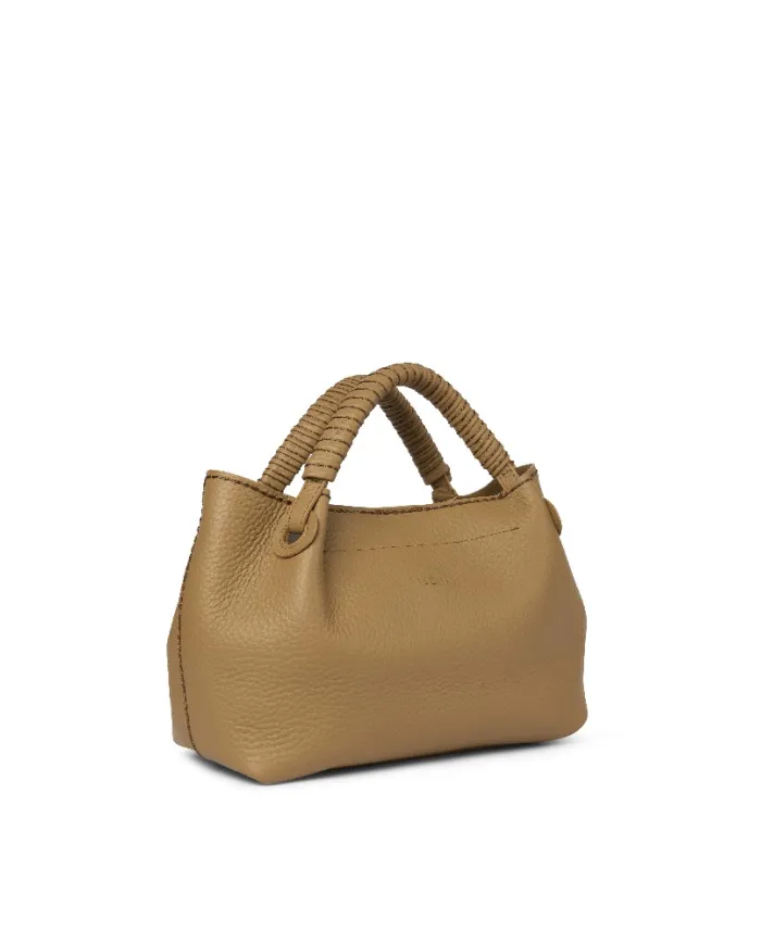 Visona Borsa a mano in pelle manico ricoperto Mia Beige