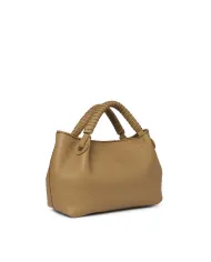 Visona Borsa a mano in pelle manico ricoperto Mia Beige