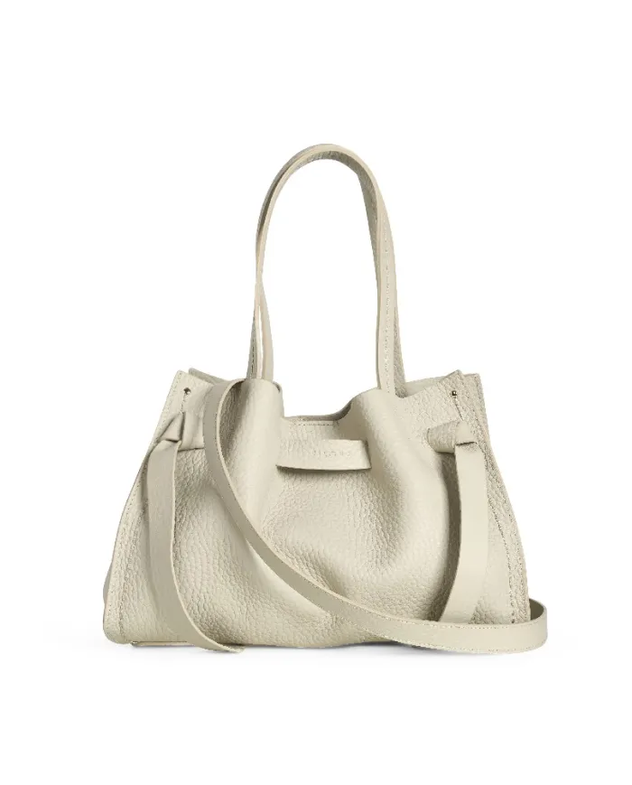 Visona Borsa a Mano in Vera Pelle Vittoria con Tracolla – Made in Italy Beige