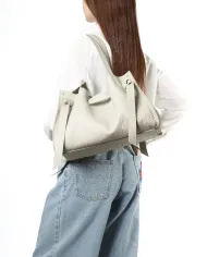 Visona Borsa a Mano in Vera Pelle Vittoria con Tracolla – Made in Italy Beige
