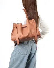 Visona Borsa a Mano in Vera Pelle Vittoria con Tracolla – Made in Italy Arancio