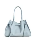 Visona Borsa a Mano in Vera Pelle Vittoria con Tracolla – Made in Italy Celeste