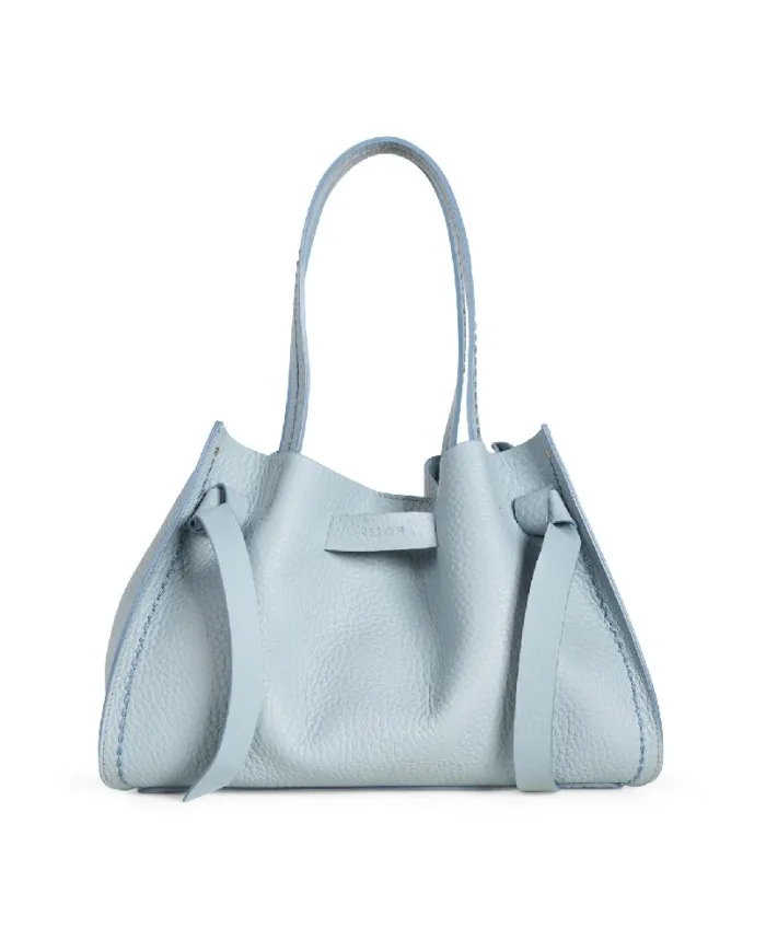 Visona Borsa a Mano in Vera Pelle Vittoria con Tracolla – Made in Italy Celeste