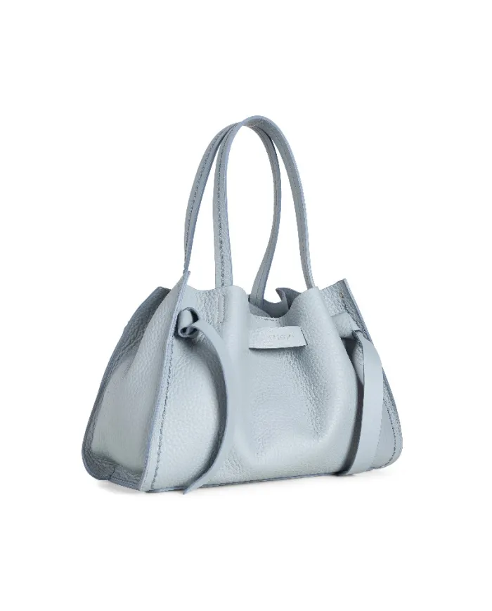 Visona Borsa a Mano in Vera Pelle Vittoria con Tracolla – Made in Italy Celeste
