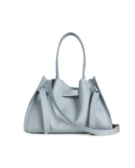 Visona Borsa a Mano in Vera Pelle Vittoria con Tracolla – Made in Italy Celeste