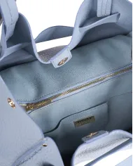 Visona Borsa a Mano in Vera Pelle Vittoria con Tracolla – Made in Italy Celeste