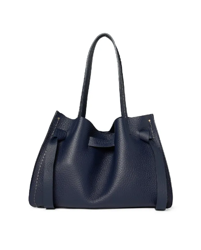 Visona Borsa a Mano in Vera Pelle Vittoria con Tracolla – Made in Italy Blu