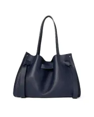 Visona Borsa a Mano in Vera Pelle Vittoria con Tracolla – Made in Italy Blu