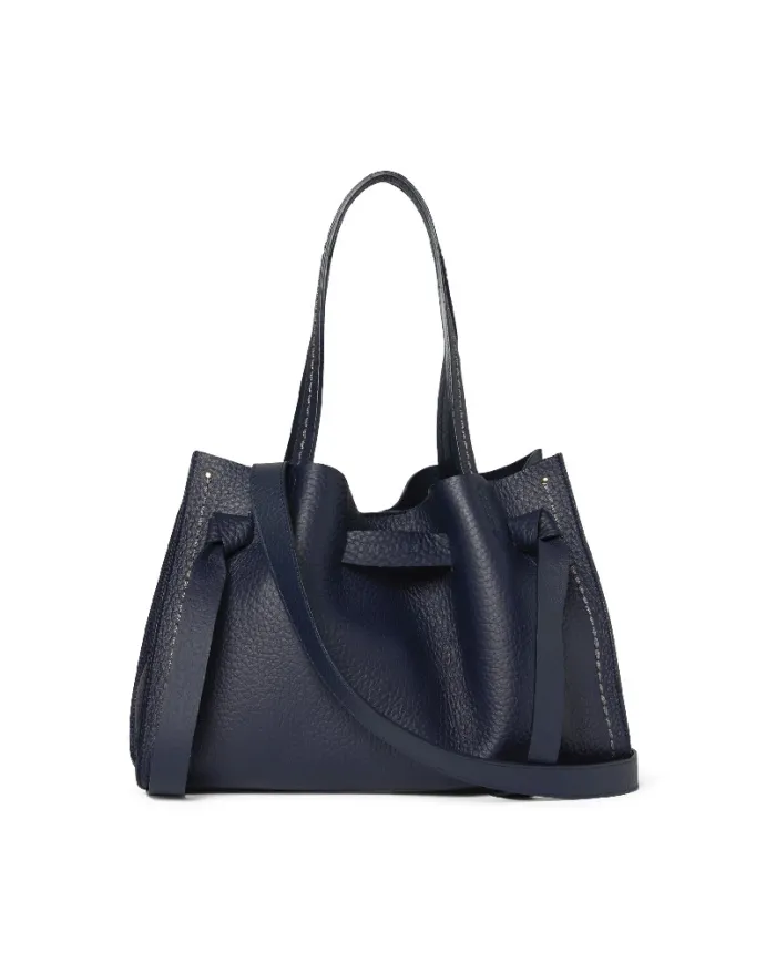 Visona Borsa a Mano in Vera Pelle Vittoria con Tracolla – Made in Italy Blu