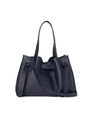 Visona Borsa a Mano in Vera Pelle Vittoria con Tracolla – Made in Italy Blu