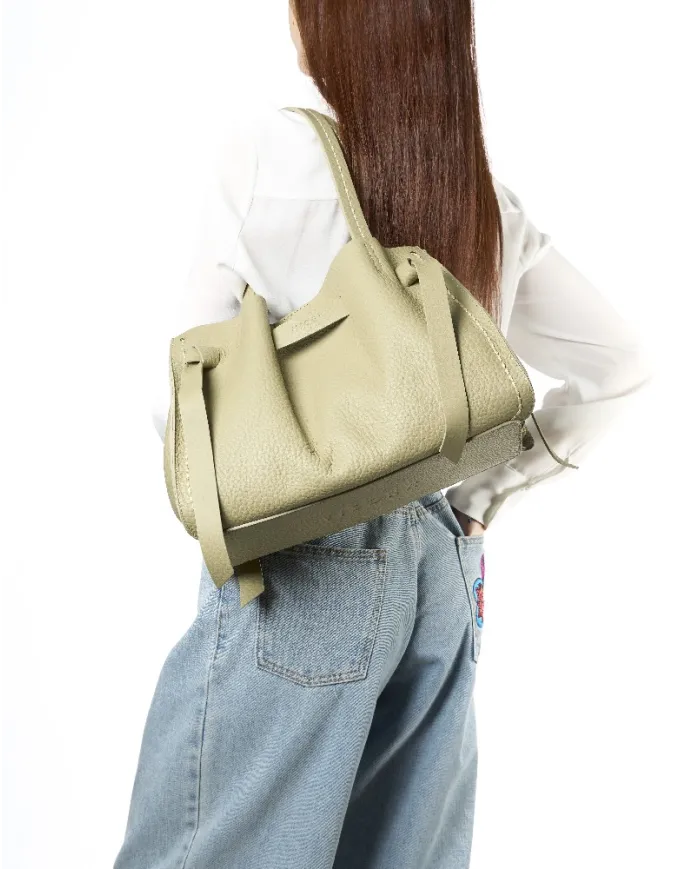 Visona Borsa a Mano in Vera Pelle Vittoria con Tracolla – Made in Italy Verde chiaro