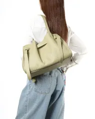 Visona Borsa a Mano in Vera Pelle Vittoria con Tracolla – Made in Italy Verde chiaro