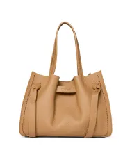 Visona Borsa a Mano in Vera Pelle Vittoria con Tracolla – Made in Italy Beige