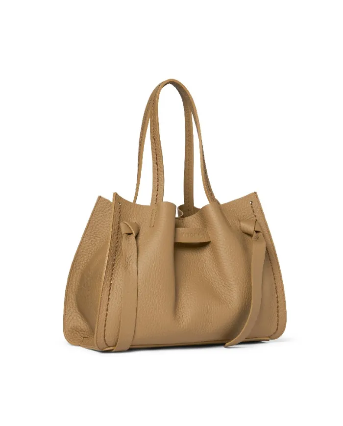 Visona Borsa a Mano in Vera Pelle Vittoria con Tracolla – Made in Italy Beige