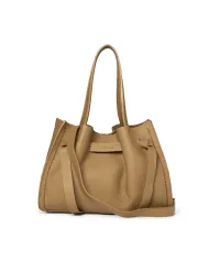 Visona Borsa a Mano in Vera Pelle Vittoria con Tracolla – Made in Italy Beige