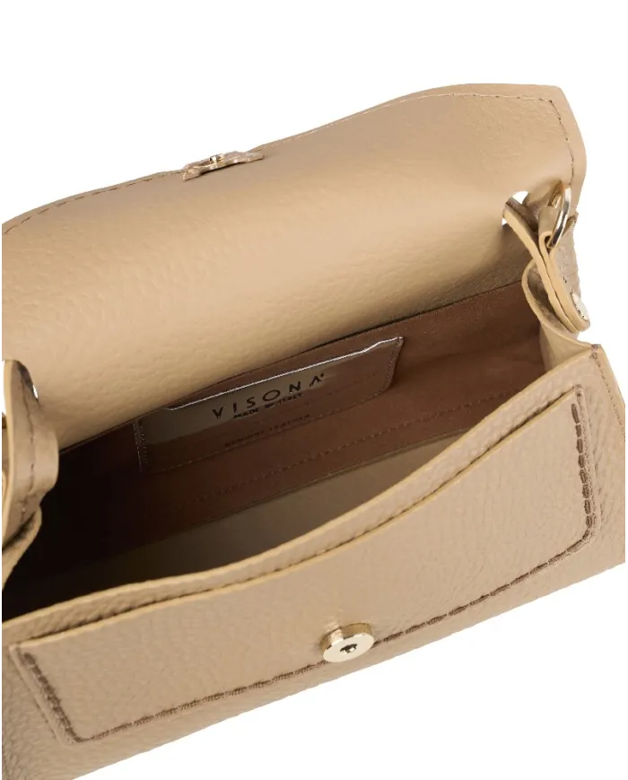 Visona Borsa donna piccola a mano in pelle Valentina Beige