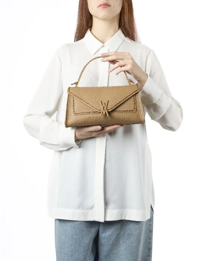 Visona Borsa donna piccola a mano in pelle Valentina Beige