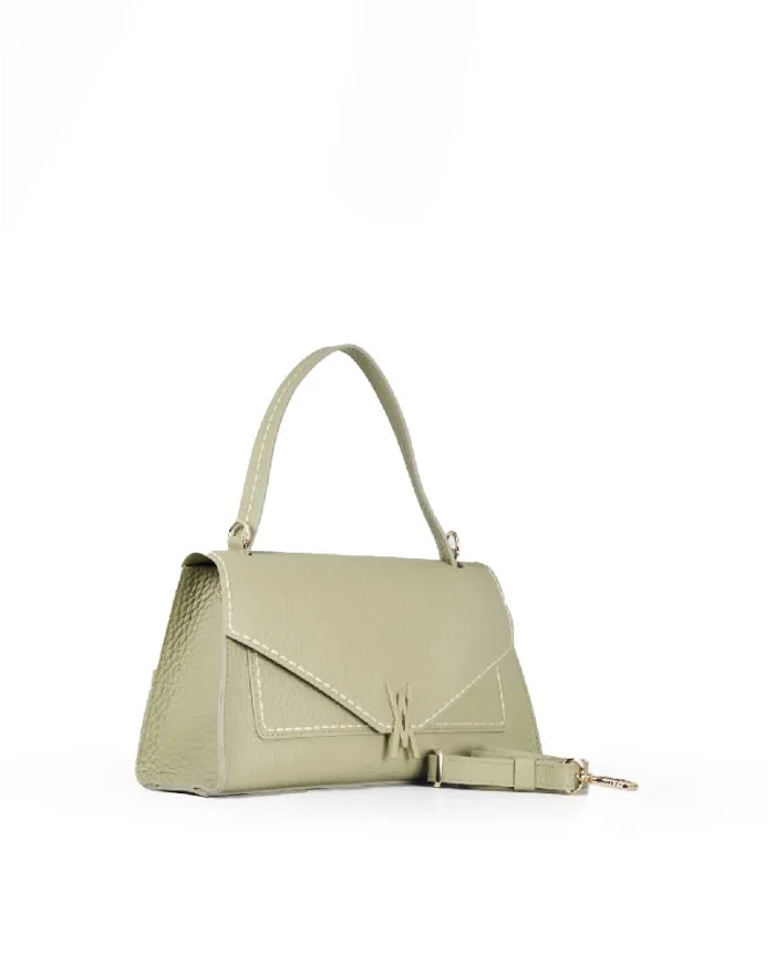 Visona Borsa donna a mano in pelle Valentina Verde chiaro