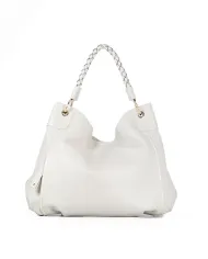 Visona Borsa Sacca in Pelle Amalfi con Manico Intrecciato –  Made in Italy Grigio