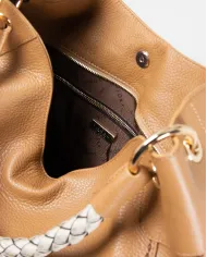 Visona Borsa Sacca in Pelle Amalfi con Manico Intrecciato –  Made in Italy Grigio