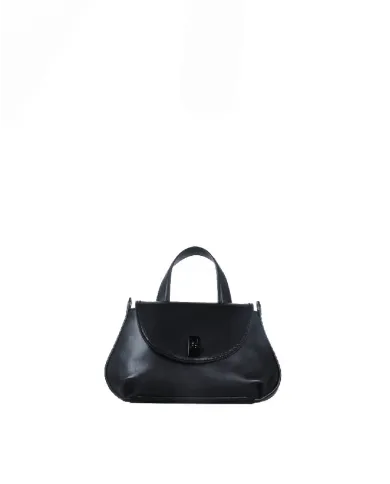 Visona Borsa a mano piccola in pelle con chiusura a serratura Perla Nero